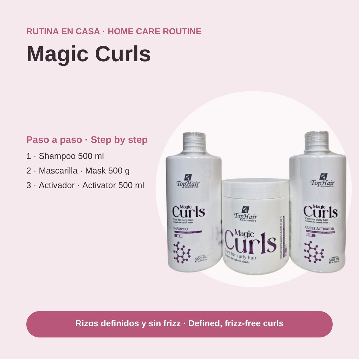 Rutina Magic Curls paso a paso - shampoo, mascarilla y activador