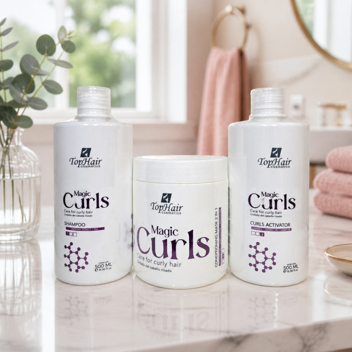 Magic Curls Home Care Routine en el baño