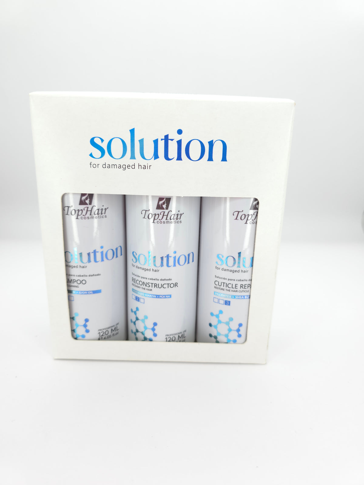 Solution 3-step kit for damaged hair repair by TopHair Cosmetics