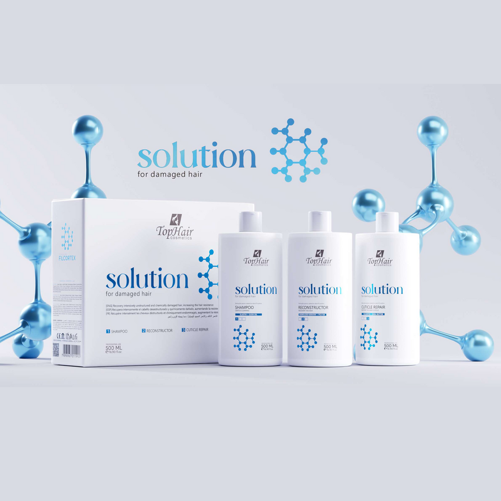 Solution 3-step kit for damaged hair repair by TopHair Cosmetics