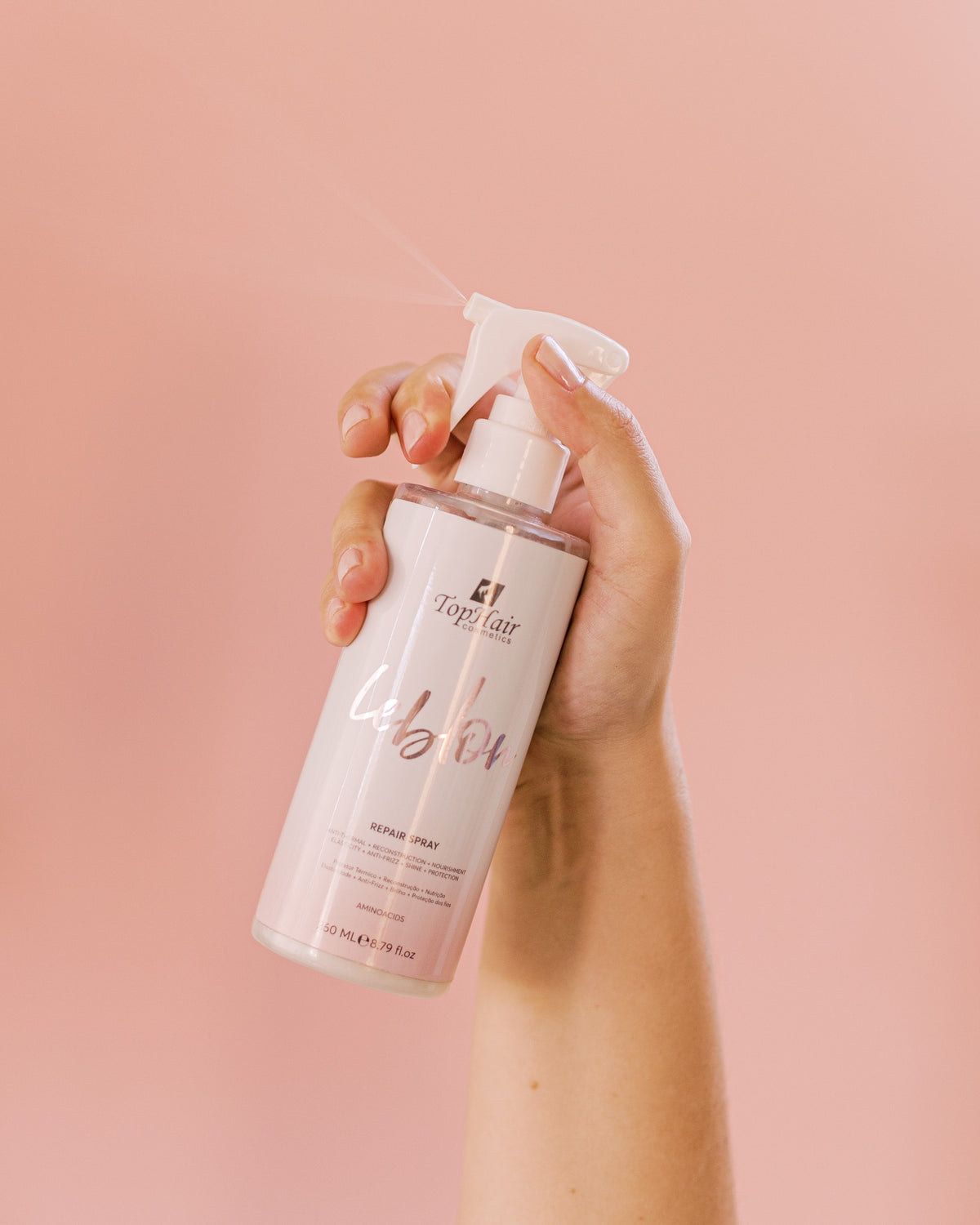 Leblon Repair Spray thermal protector by TopHair Cosmetics for heat-styling protection
