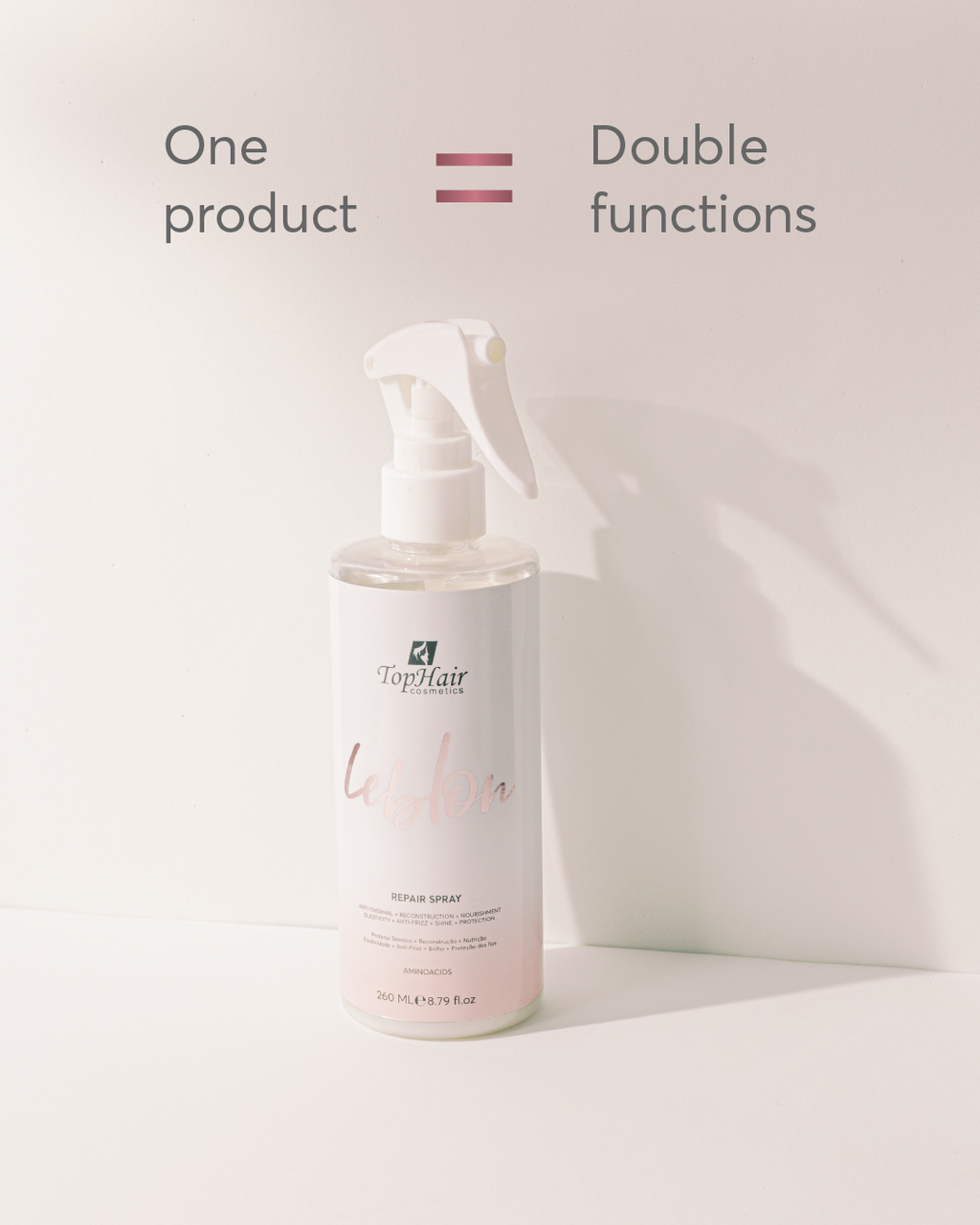 Leblon Repair Spray thermal protector by TopHair Cosmetics for heat-styling protection