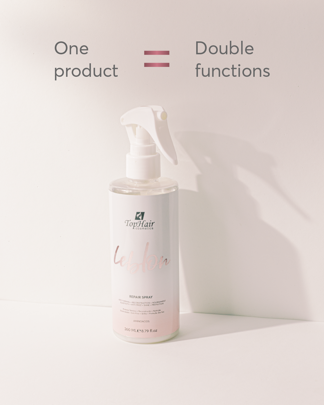 Leblon Repair Spray thermal protector by TopHair Cosmetics for heat-styling protection