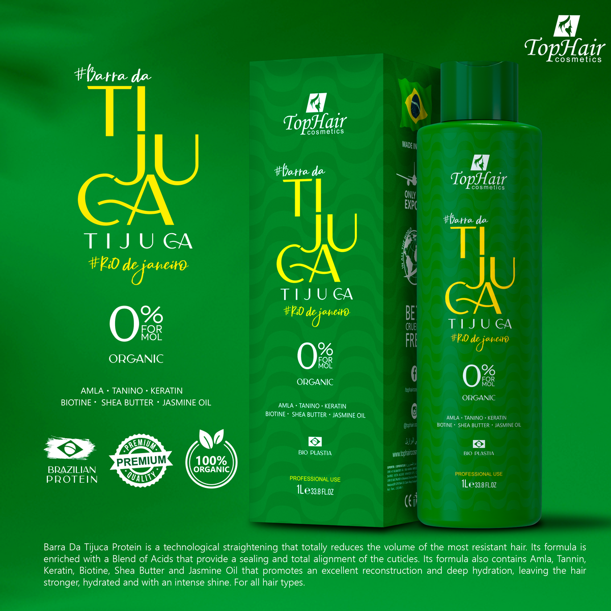 Tijuca Brazilian Protein professional keratin hair straightening treatment by TopHair Cosmetics
