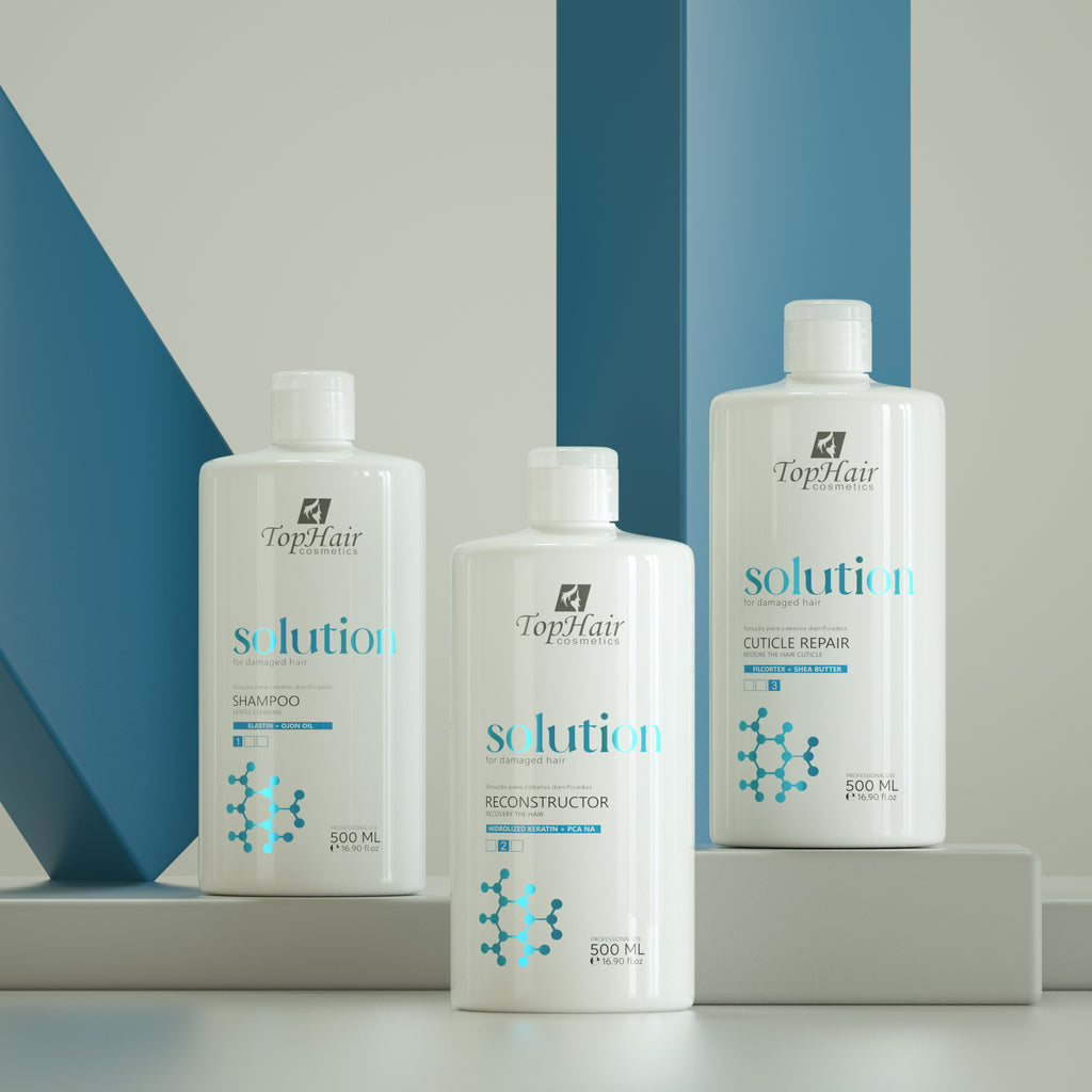 Solution 3-step kit for damaged hair repair by TopHair Cosmetics