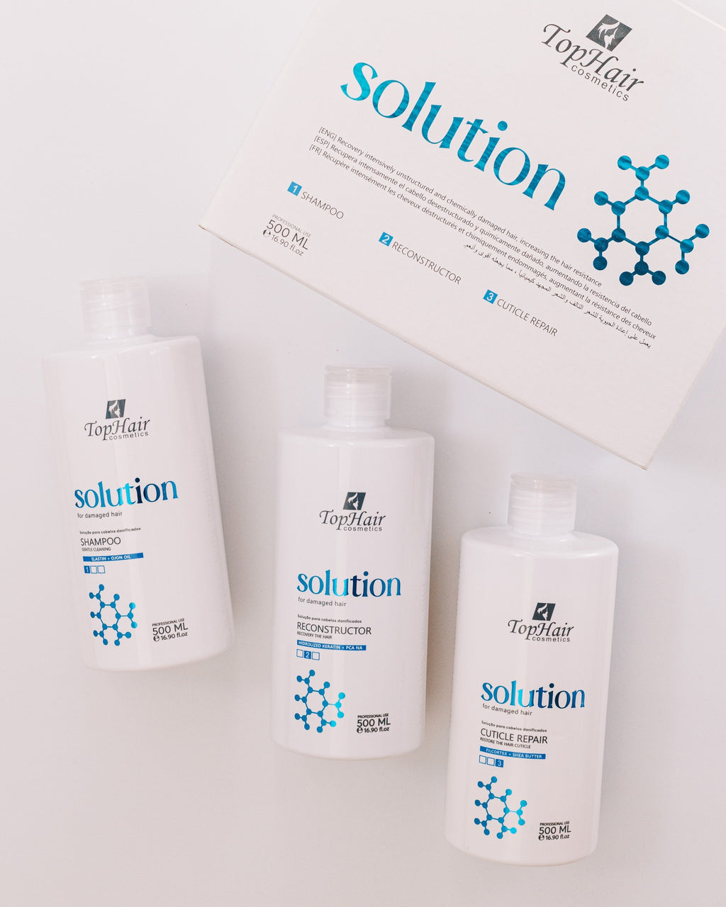 Solution 3-step kit for damaged hair repair by TopHair Cosmetics